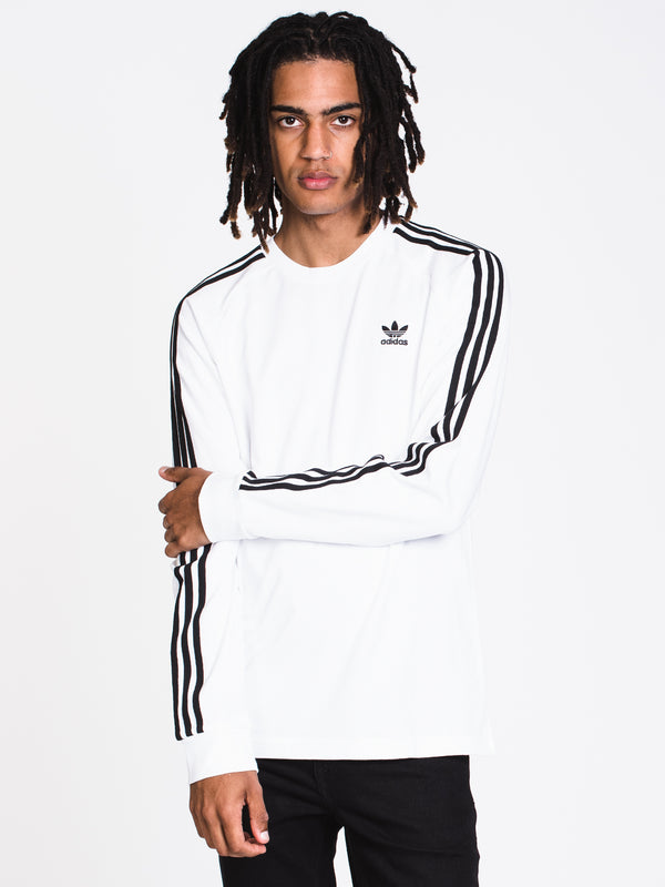 MENS 3STRIPE LONG SLEEVET-SHIRT- WHITE