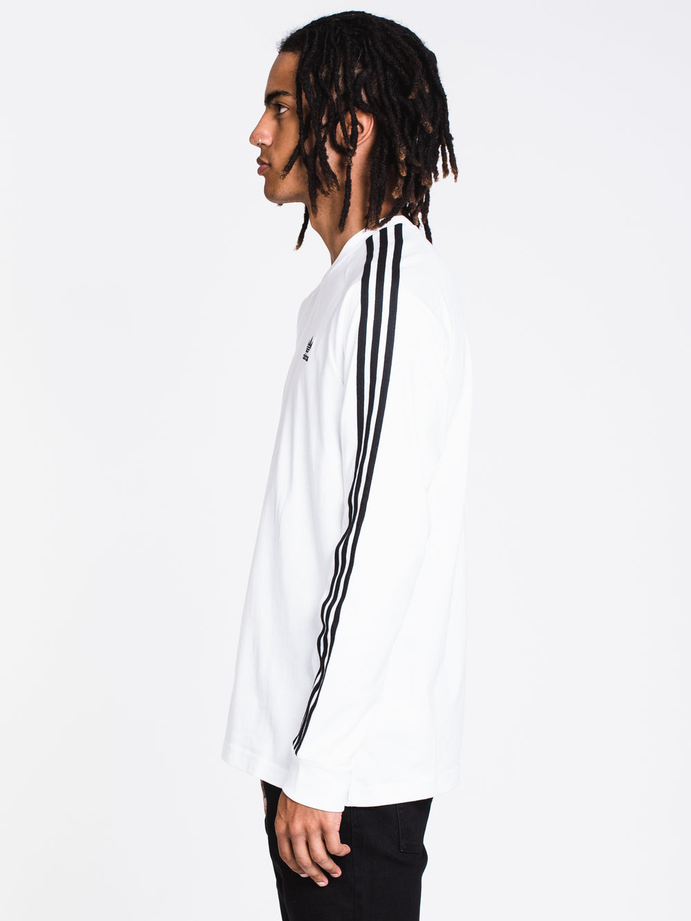 MENS 3STRIPE LONG SLEEVET-SHIRT- WHITE