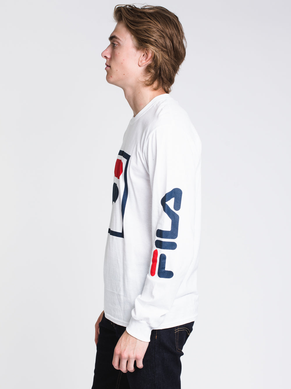 MENS CHEZ LONG SLEEVET-SHIRT- WHITE/NAVY/RED