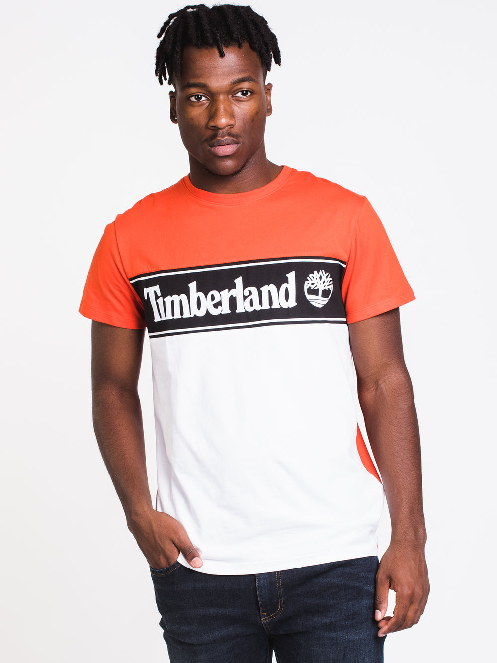 MENS CUT & SEW LINEAR LOGO SHORT SLEEVE T