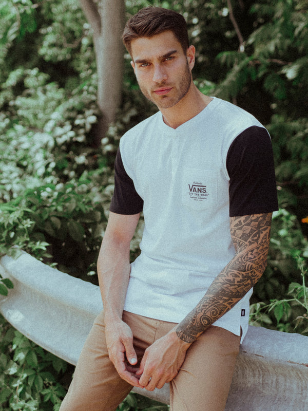 MENS BRIGGS SHORT SLEEVET-SHIRT- WHITE/BLACK