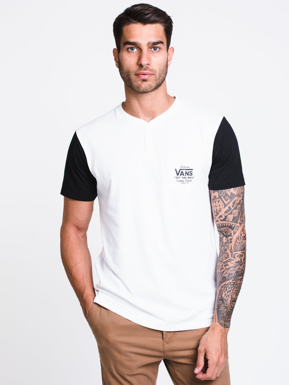 MENS BRIGGS SHORT SLEEVET-SHIRT- WHITE/BLACK