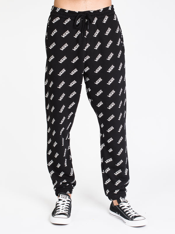 MENS DISTORTED ALL OVER PRINT FLEECE PANT - BLACK