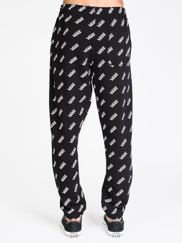 MENS DISTORTED ALL OVER PRINT FLEECE PANT - BLACK